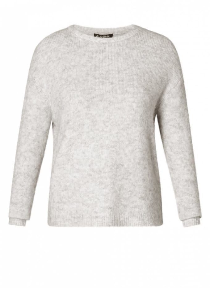 BASE LEVEL CURVY Yanara Tops - Grey Melange - maat X-0(44)