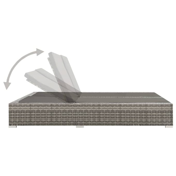 vidaXL - Ligbed - tweepersoons - poly - rattan - grijs