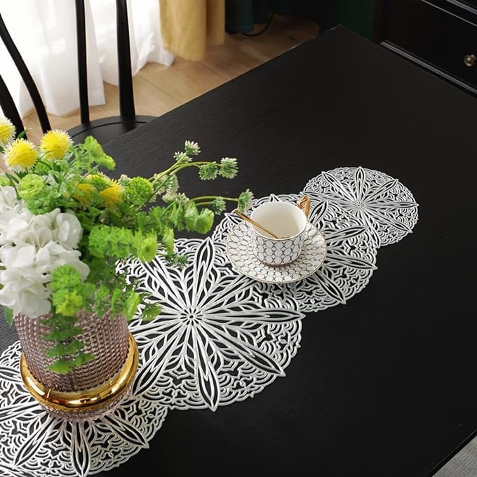 1 pièce Nappe de table en PVC, Chemin de table, Nappe de table longue, Napperon isolant thermique, Napperon décoratif, Pour chemin de table basse Décor de dîner