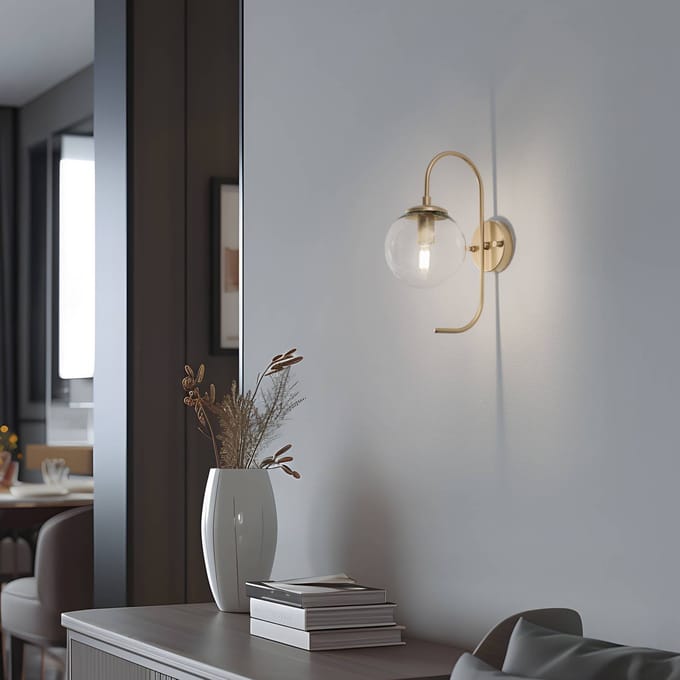 Opviq Wandlamp Jewel, goudkleurig, glas, hoogte 36 cm, E14