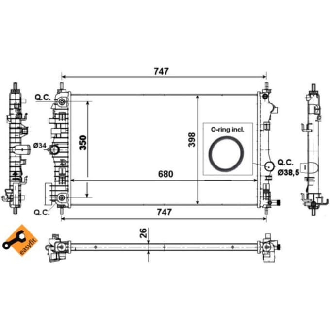 Radiator, motorkoeling NRF 53777