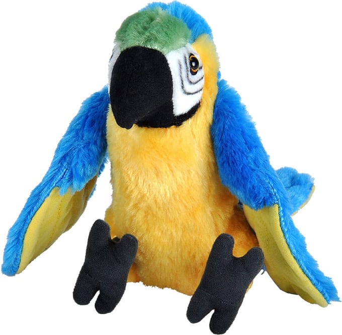 Wild Republic Pluche Papegaai/Ara - knuffel vogel - 20 cm - bos vogel knuffel