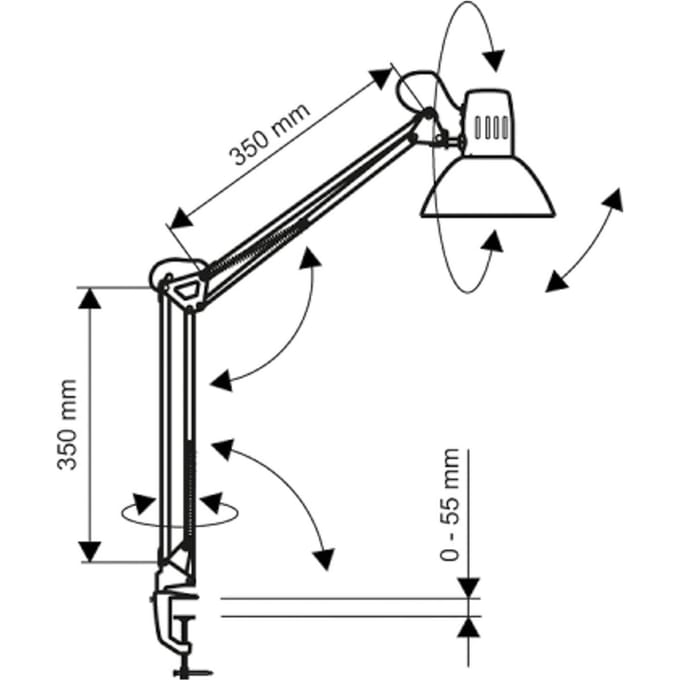 MAULstudy Bureaulamp - LED - Metaal - Wit - Tafellamp met Klem - E27 Fitting