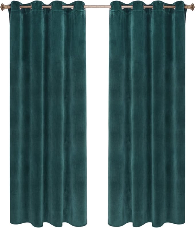 Bolt Edge Gordijnen - Set van 2 - Groen - Verduisterend - Fluweel - Plooiband - 140x270cm