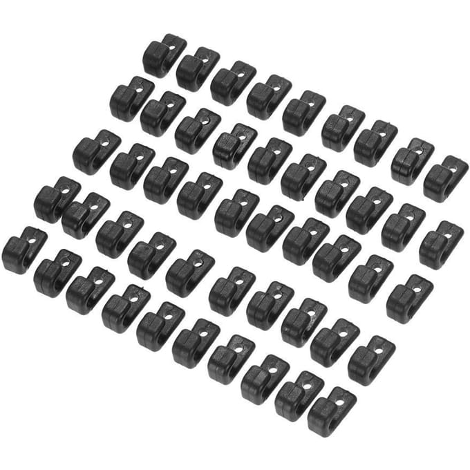 Lot de 50 élastiques en nylon avec crochets en J à angle droit pour kayaks, canoës, bateaux black