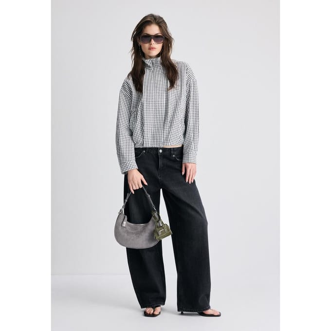 Stradivarius Oversized jack met ruitjes  Zwart XS