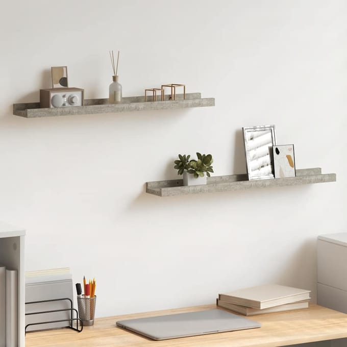 vidaXL - Wandschappen - 2 - st - 60x9x3 - cm - betongrijs