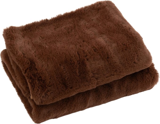 J-Line plaid Cutie - fleece deken – polyester – bruin - 180 x 130 cm