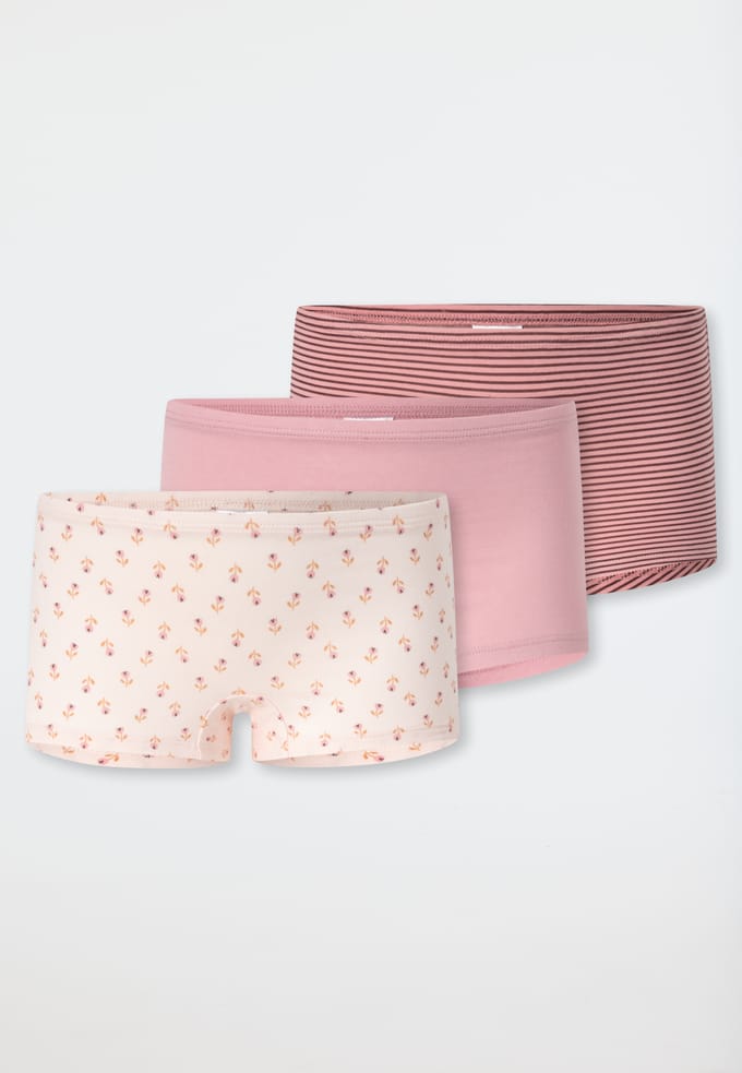 Set van 3 korte shortjes met streepjes en bloemetjes, roze - 95/5 92