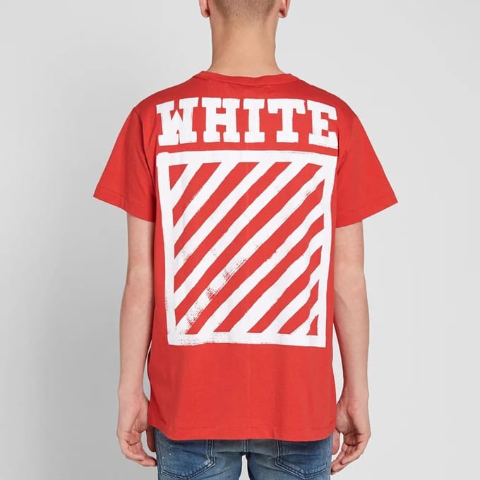Off-White c/o Virgil Abloh Basic Gestreept Korte Mouw T-shirt Heren Tops Rood OMAA002F161850102001 XXS red