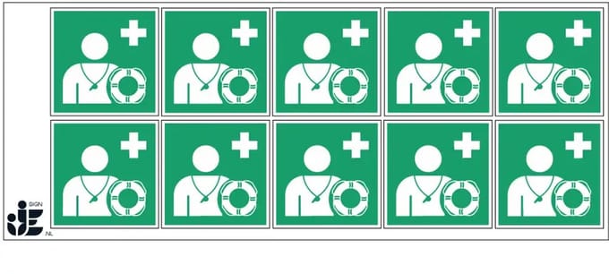 Lifeguard sticker - E075 | 5 x 5 cm - 10 stuks per vel