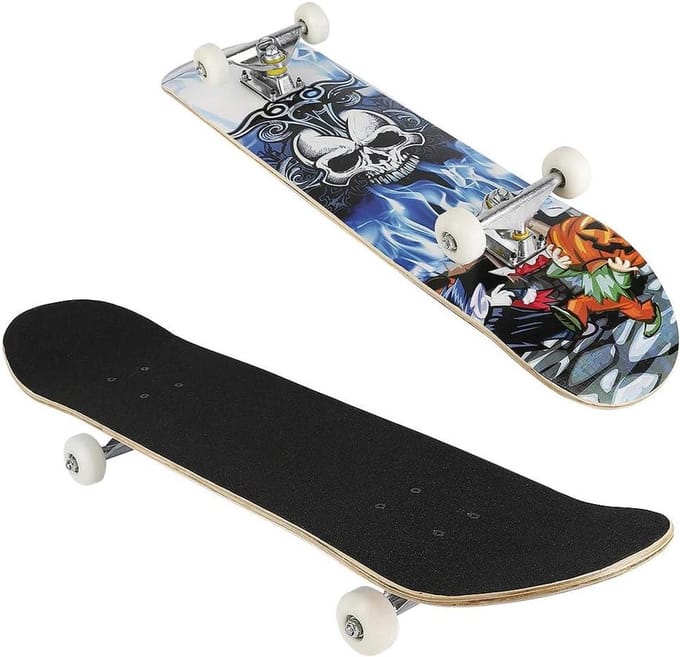 Skateboard Compleet - Cruiser Board - Beginners Leren - 7-laags Esdoorn Dek - 79x20x13 cm - Schedel