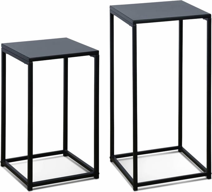 sweeek - 2x bijzettafel, 34x34x74cm / 30x30x54cm, industrielle