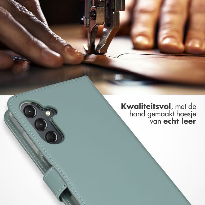 Selencia Echt Leren Bookcase voor de Samsung Galaxy A25 (5G) - Air Blue