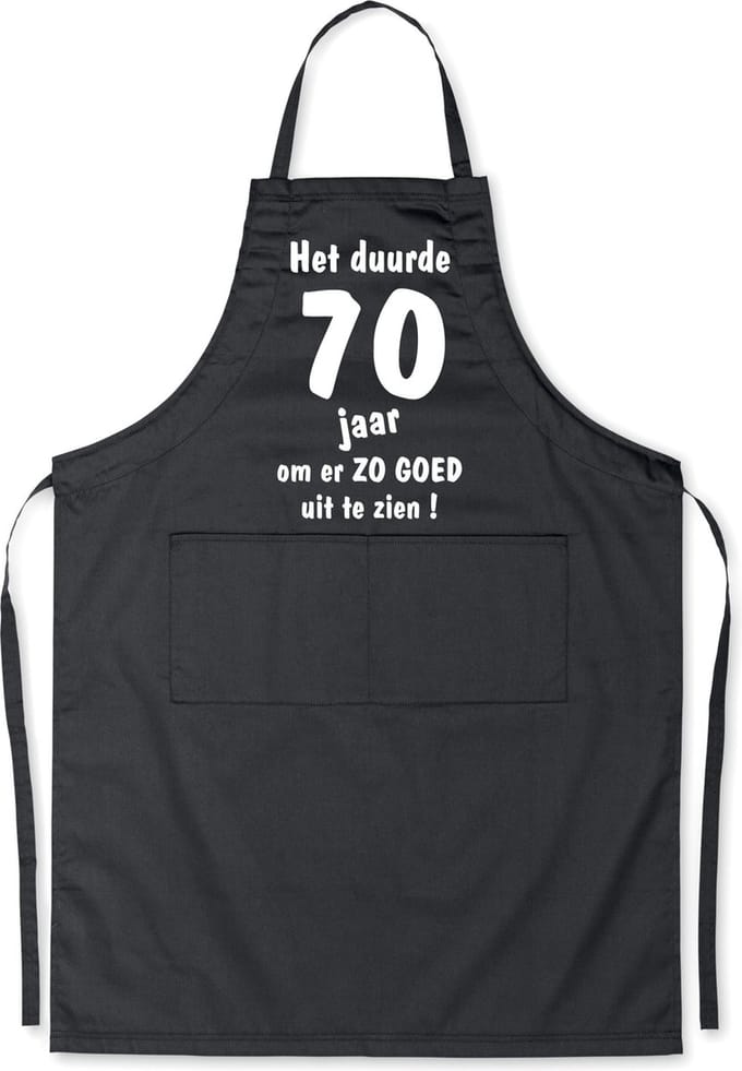 Mijncadeautje - Luxe Keukenschort - Het duurde 70 jaar - Unisex - Zwart - Leeftijd
