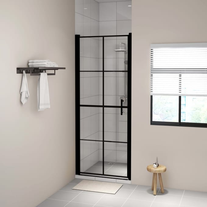 vidaXL - Douchedeur - 91x195 - cm - gehard - glas - zwart