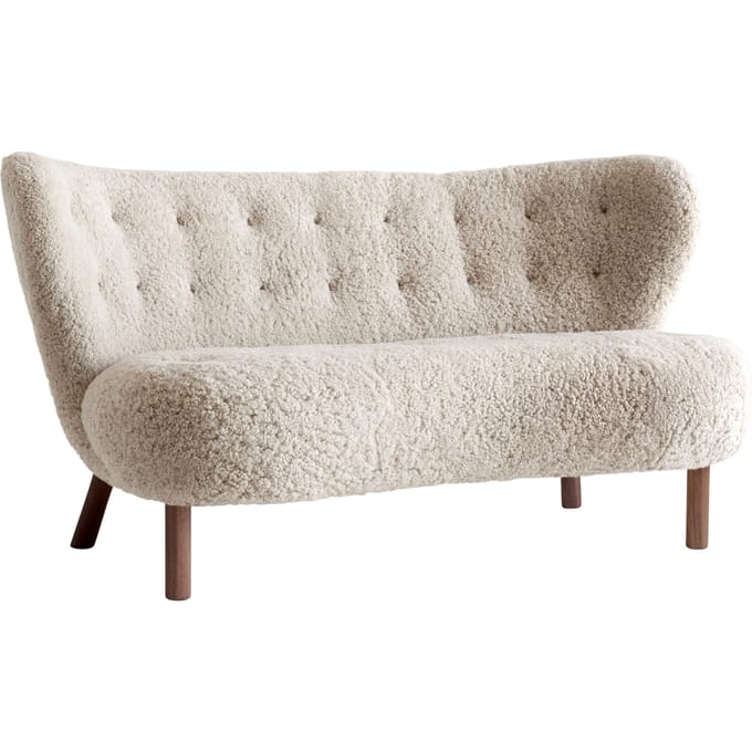 &Tradition Little Petra VB2 Sofa - sheepskin moonlight - oiled walnut