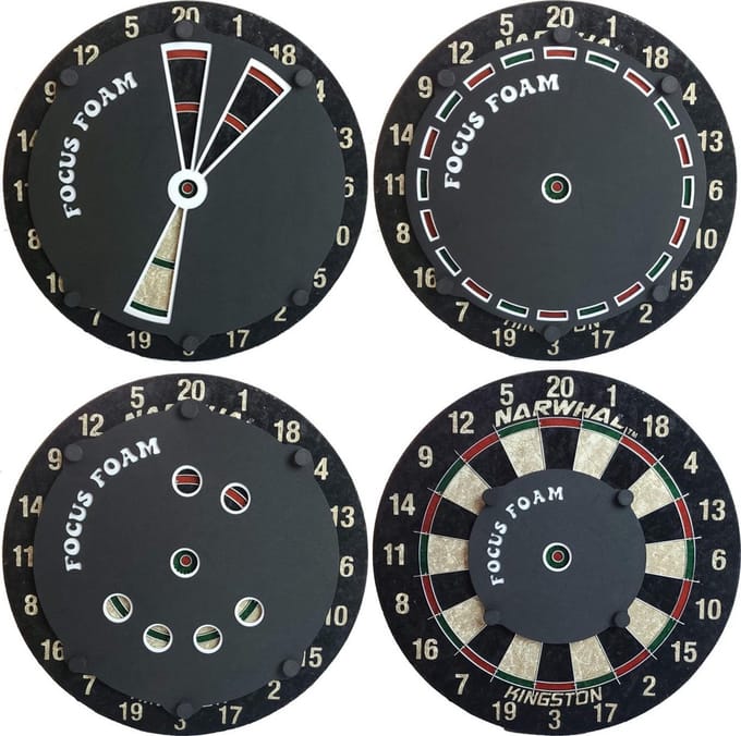 Oefen Dartbord Set Voor Steel Tip Darts - 4 Trainingspads Inclusief Bullseye