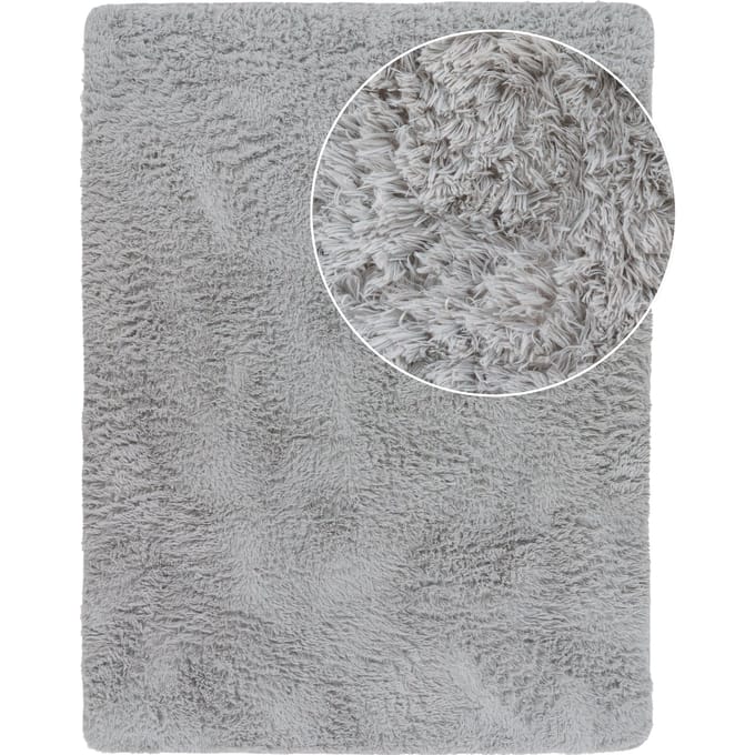 Hoogpolig tapijt Silvana zilver 60x100 cm