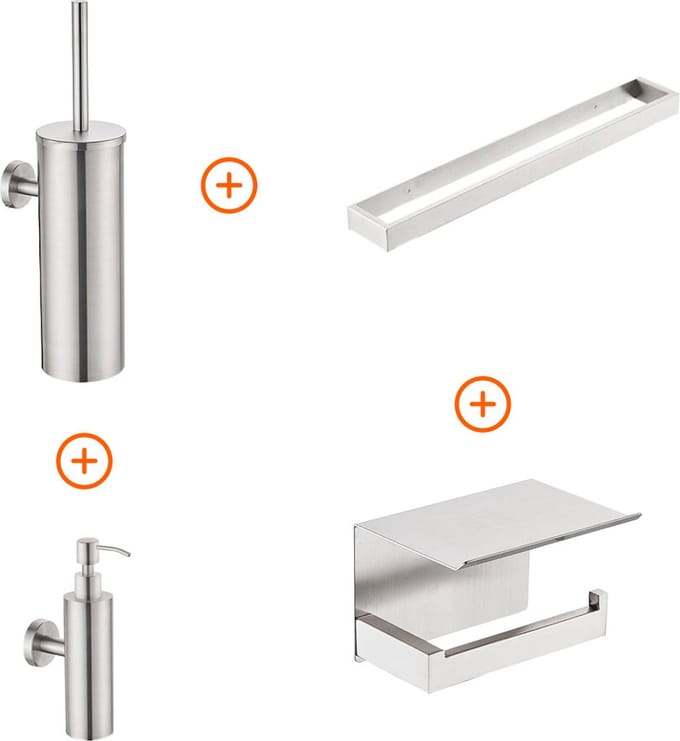 Toilet accessoires set Rvs design met beugel en zeepdispenser