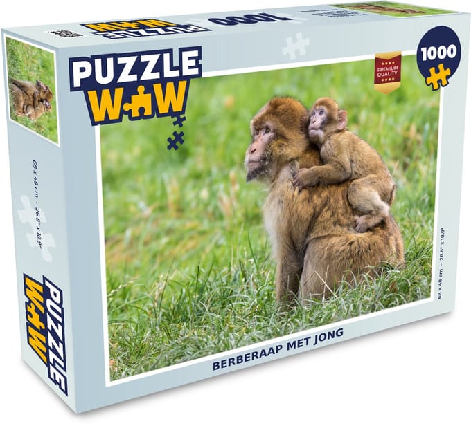 Puzzel Aap - Baby - Gras - Legpuzzel - Puzzel 1000 stukjes volwassenen