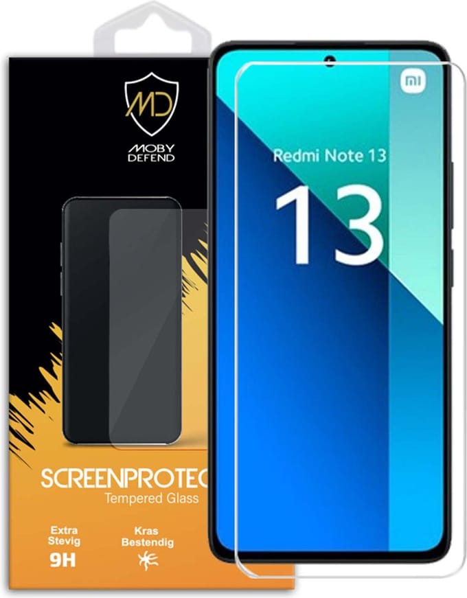 MobyDefend Screenprotector - Geschikt voor Xiaomi Redmi Note 13 4G - Case-Friendly Screensaver - Gehard Glas