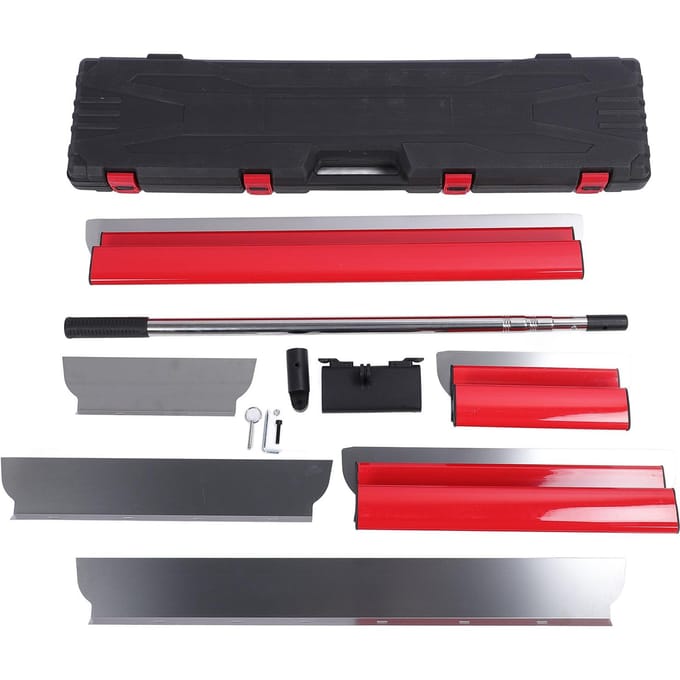 Ensemble de Lames à Lisser pour Cloison Sèche 30cm 50cm 80cm Grattoir Lames 0.3mm 0.5mm Kit Manche d'Extension pour red