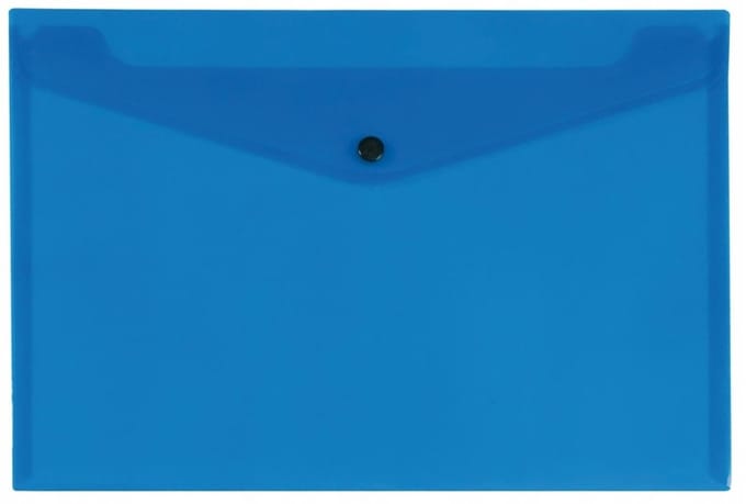 Q-Connect Map met Drukknop, PP, A4, 172 Micron, Transparant Blauw