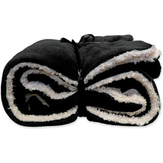 Unique Living plaid 'Lars' - Coral Fleece/Suede - 150x200cm - Zwart