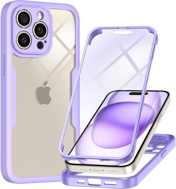 Hoesje geschikt voor Apple iPhone 16 Pro Max - Techsuit ColorVerse 360 Case met Screenprotector - Paars