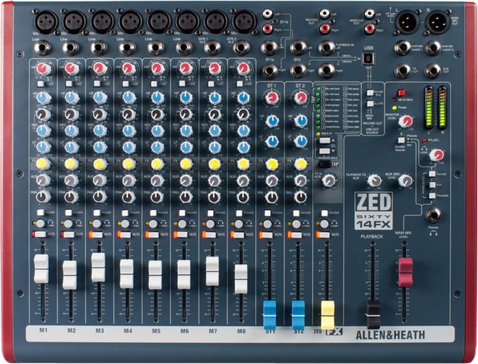 Allen & Heath ZED60-14FX 8 x mono, 2 x stereo, USB, FX - Analoge mixer