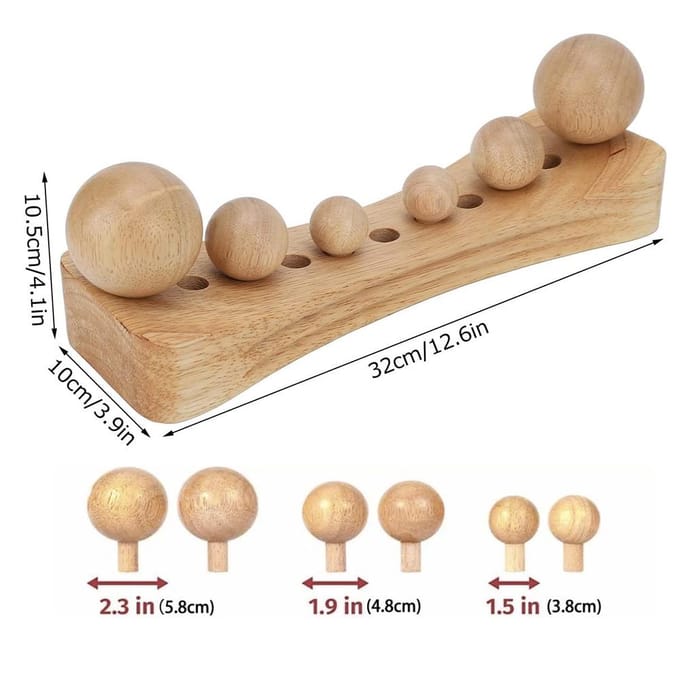 Psoas Spier Release Tool Houten Lichaamsmassage Tool Triggerpoint Houten Massager met 6 Massagekoppen beige