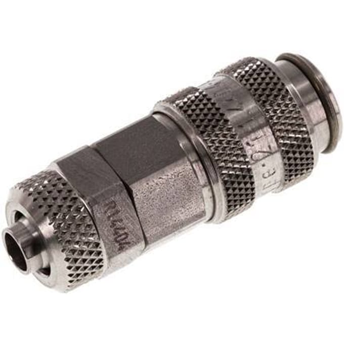 RVS 306L DN 5 Luchtkoppeling Snelkoppeling 6x8 mm Push-On - CLS5-N-SSL-P-6