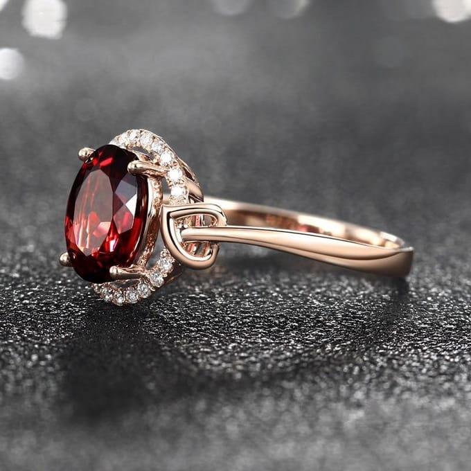 Dames 18K rosévergulde ring Ruby Ring verlovingsring huwelijkscadeau sieraden 9 gray