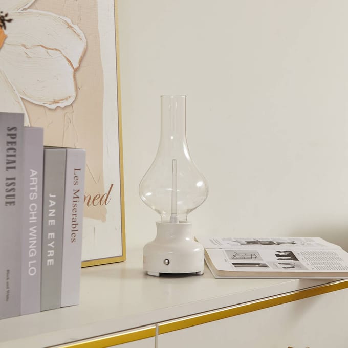 Lindby - LED tafellamp- met dimmer - 1licht - Glas, plastic - H: 30 cm - helder, crème - Inclusief lichtbron