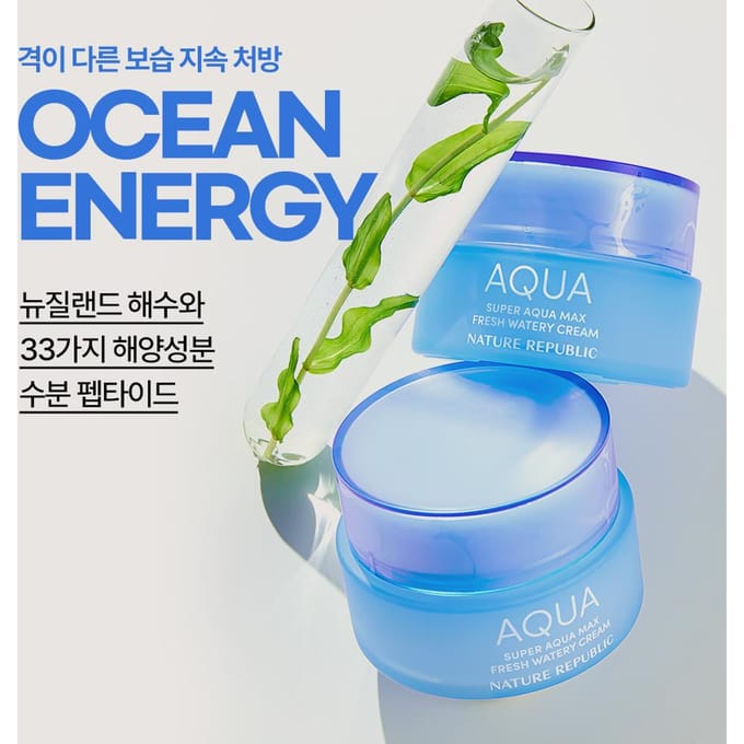 Nature Republic Super Aqua Max Fresh Watery Cream voor de vette huid (80 ml) blue
