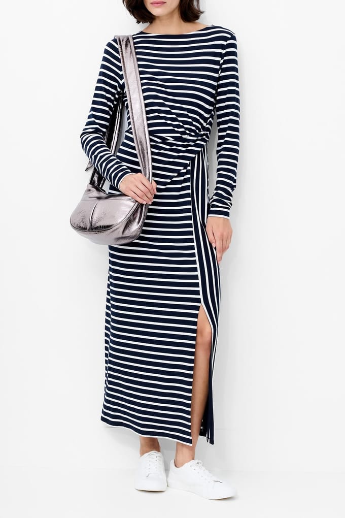 French Connection Kyra Jersey Dress Navy White Größe: L | Maxikleider Outlet | Damen | Weiß