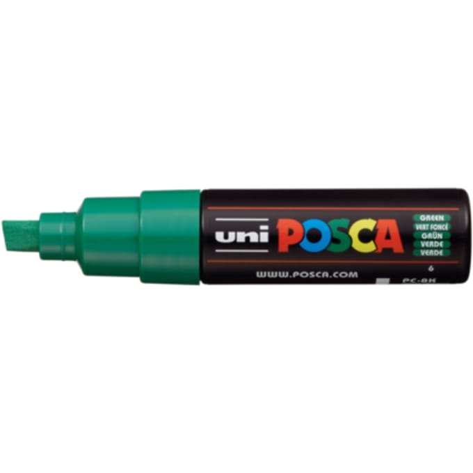 Posca marker met schuine punt schrijfdikte breed donkergroen