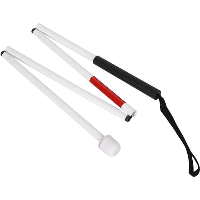 Canne pliante en alliage d'aluminium à 4 sections de 127 cm pour les aveugles white