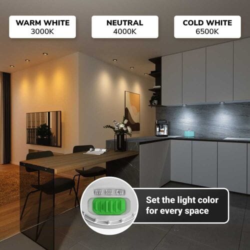 HOFTRONIC Set van 3 Dimbare LED modules - 6 watt 570 lumen - CCT instelbare lichtkleur 2700K/4000K/6000K