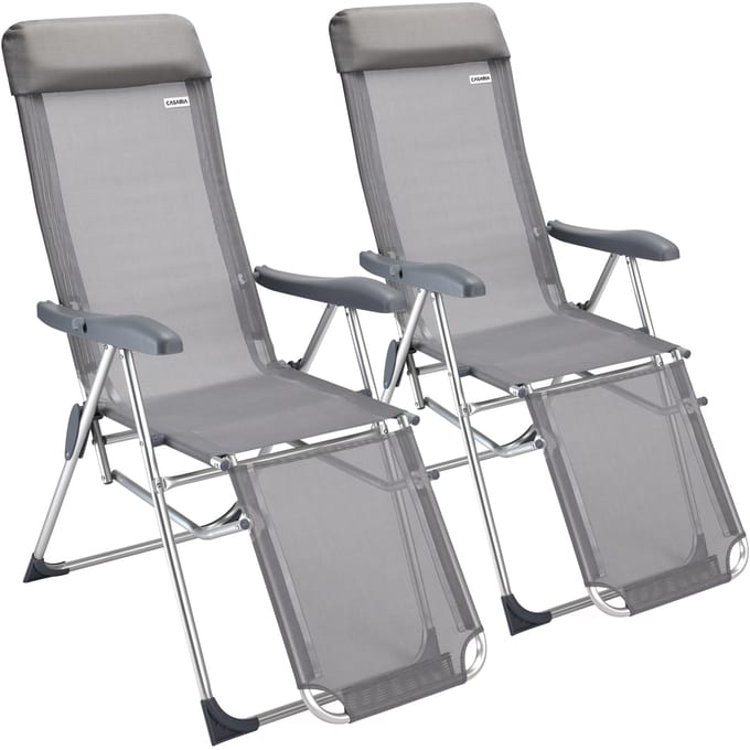 Casaria Aluminium Tuinstoel - 2 Stuks Verstelbaar - Grijs