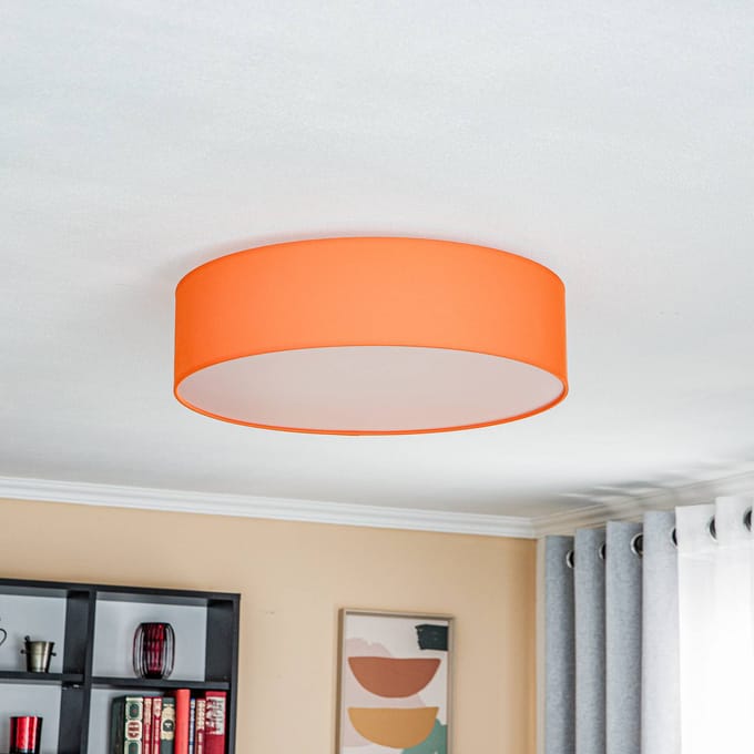 Euluna - plafondlamp - 3lichts - Textiel, folie, metaal - H: 16.5 cm - E27 - oranje