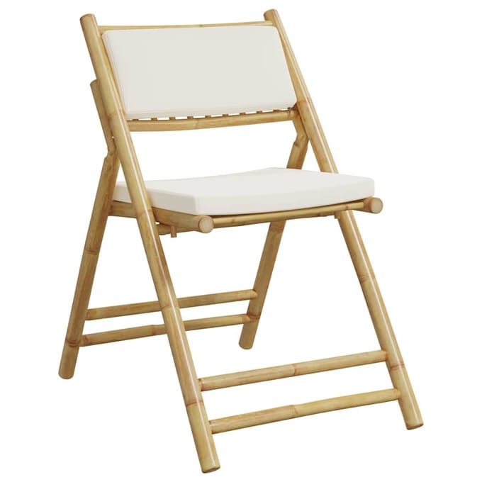 vidaXL - Bistrostoelen - 6 - st - inklapbaar - met - kussens - bamboe - crèmewit