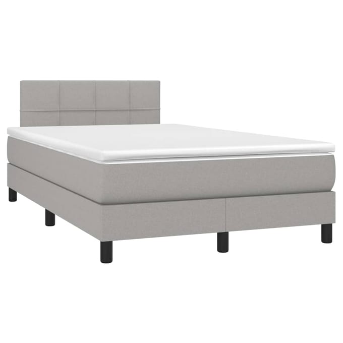 vidaXL - Boxspring - met - matras - en - LED - stof - lichtgrijs - 120x200 - cm