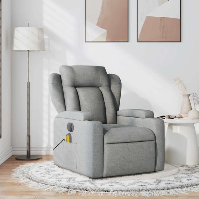 Vidaxl Klapbare Massagestoel, Lichtgrijs, Bekleed met Stof