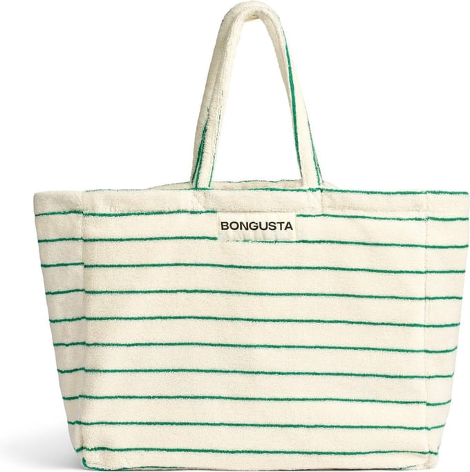 Bongusta - Naram Collectie - Weekendbag - Weekendtas - Strandtas - Pure white & Grass (wit & groen)