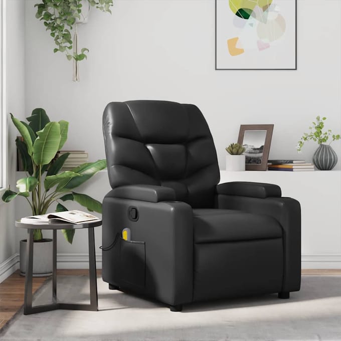 vidaXL - Massagestoel - verstelbaar - kunstleer - zwart