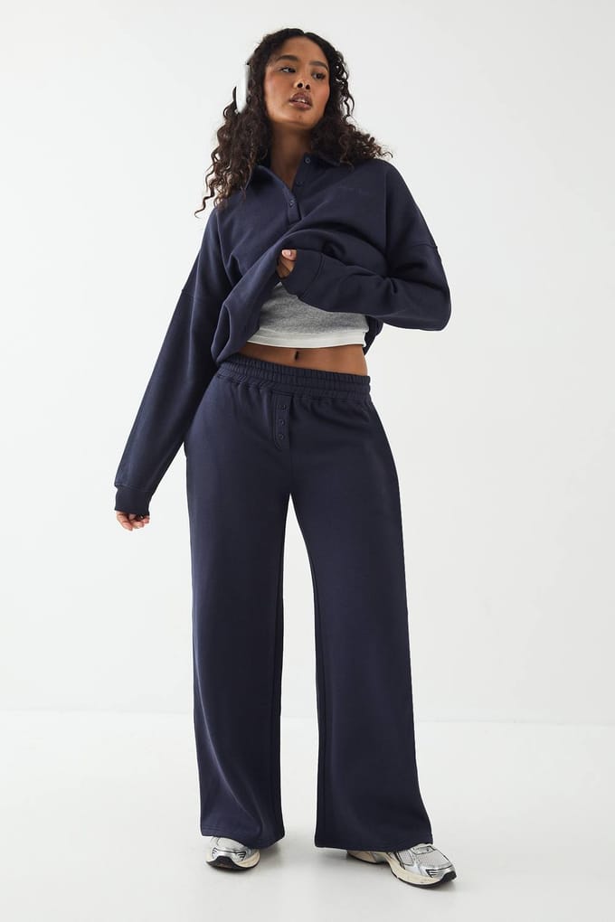 Dames DSGN Studio Borduurwerk Henley Jogger | Navy | Maat: Medium
