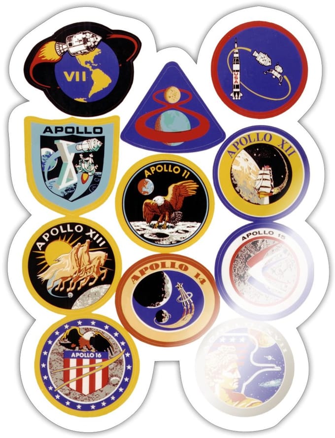 NASA Apollo-missie-insignes Sticker Maat S (max. 10 x 10cm)