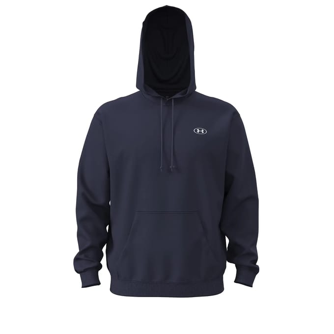 Under Armour UA Rival Flc Hoodie-BLU Heren Sporttrui - Midnight Navy - Wit